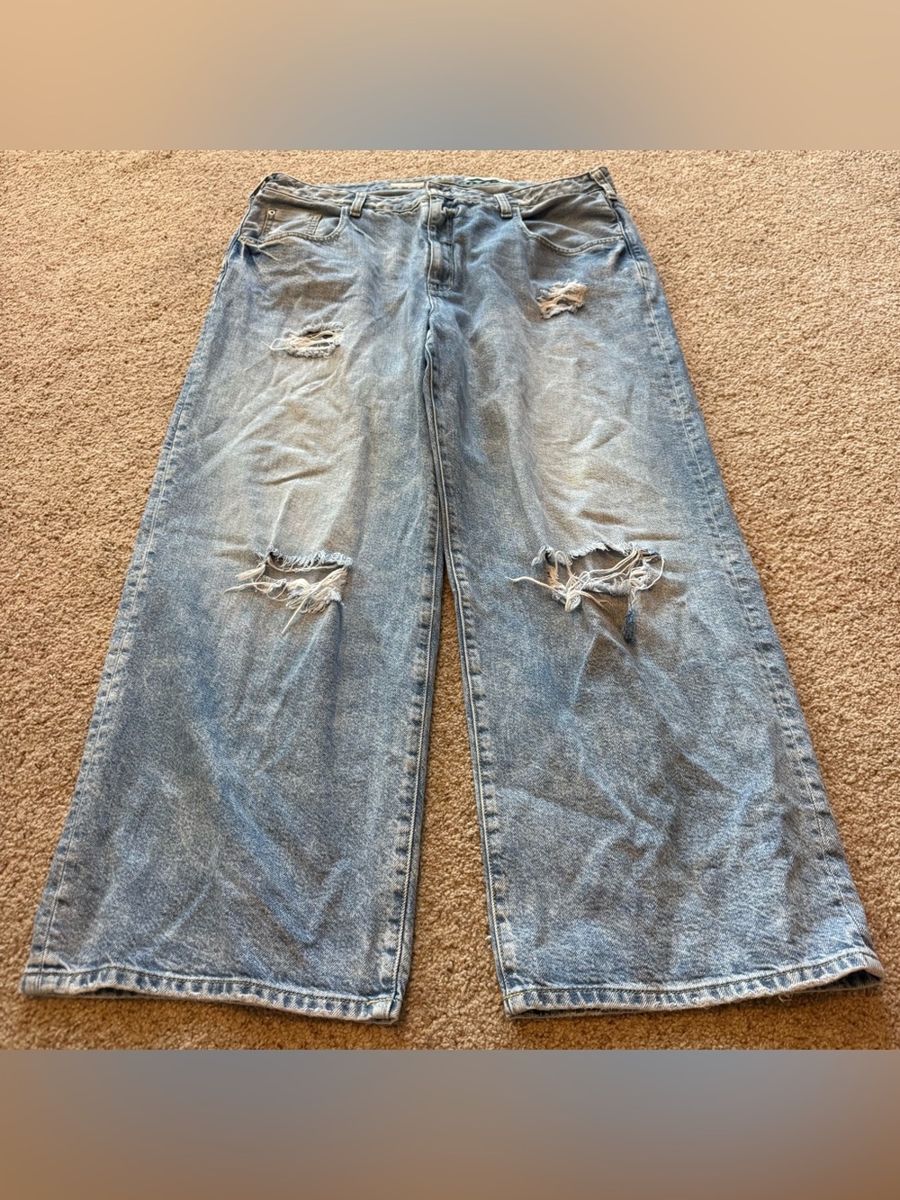 Pilcro Distressed Wide Leg Jeans Light Wash High Rise Relaxed Denim Size 18W